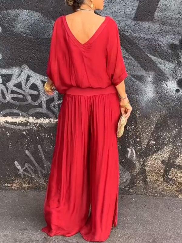 Ensemble Femme Chiffon – Haut Fluide & Pantalon Large Élégant