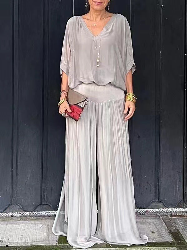 Ensemble Femme Chiffon – Haut Fluide & Pantalon Large Élégant