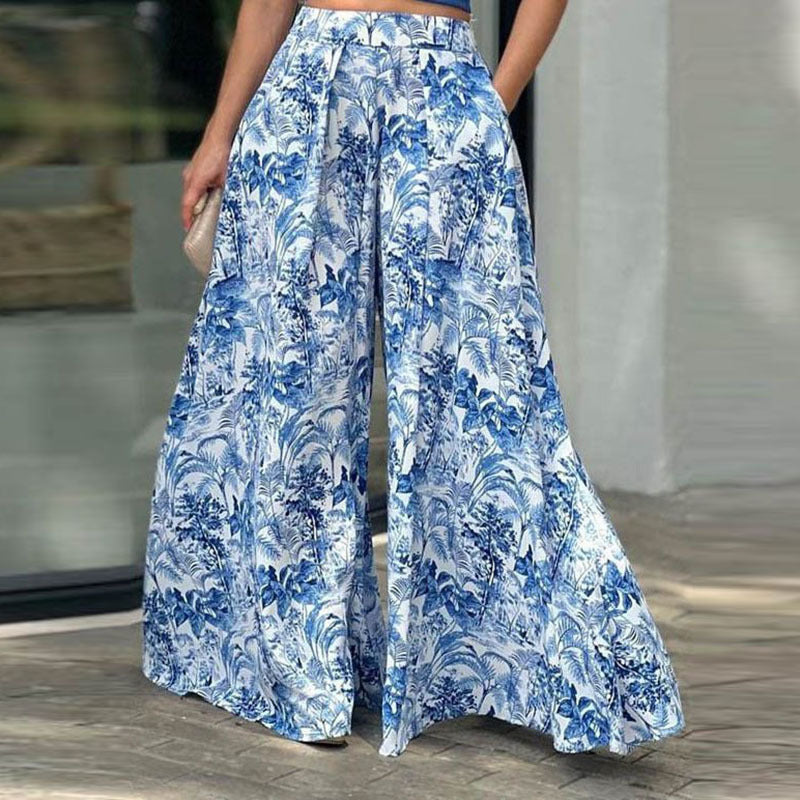 Ensemble Femme Palazzo – Pantalon Fluide à Imprimé Floral