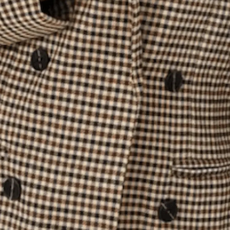 Détail tissu blazer pied-de-poule marron