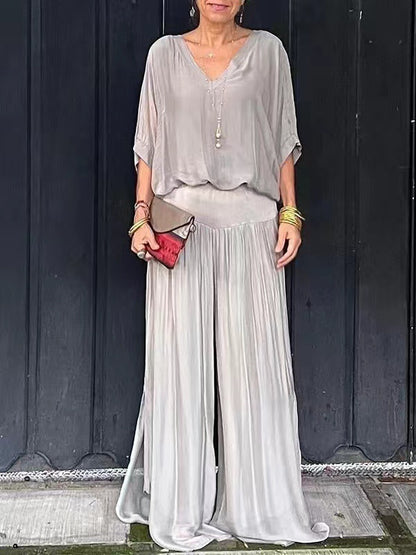 Ensemble Femme Chiffon – Haut Fluide & Pantalon Large Élégant