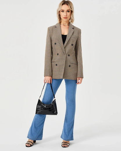 Blazer pied de poule femme coupe droite Chicarla vue face
