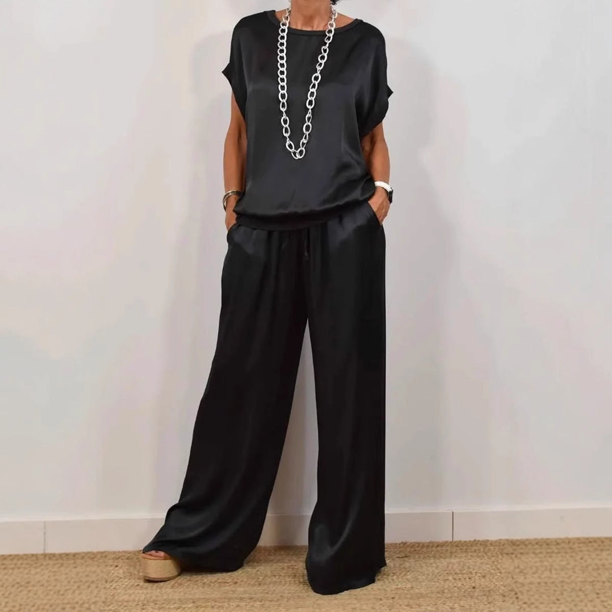 Ensemble Femme Loose Chic – Pantalon Large & Haut Fluide